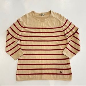 Burberry 100% Cotton Striped 3/4 Sleeve Sweater